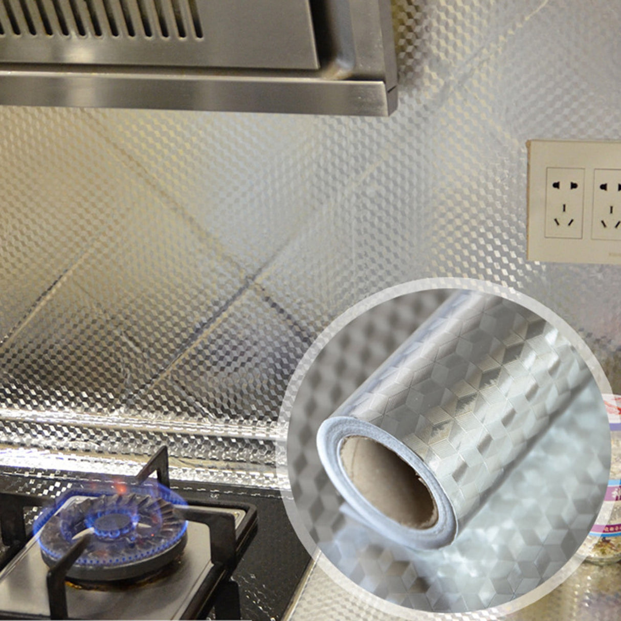 JWDX Kitchen Cleaning Supplies Clearance! Kitchen Backsplash Wallpaper Peel and Stick Aluminum Foil Contact Paper Self, Kitchen Cleaning Appliances Promotion Include 1 Roll of Tin Foil Silver