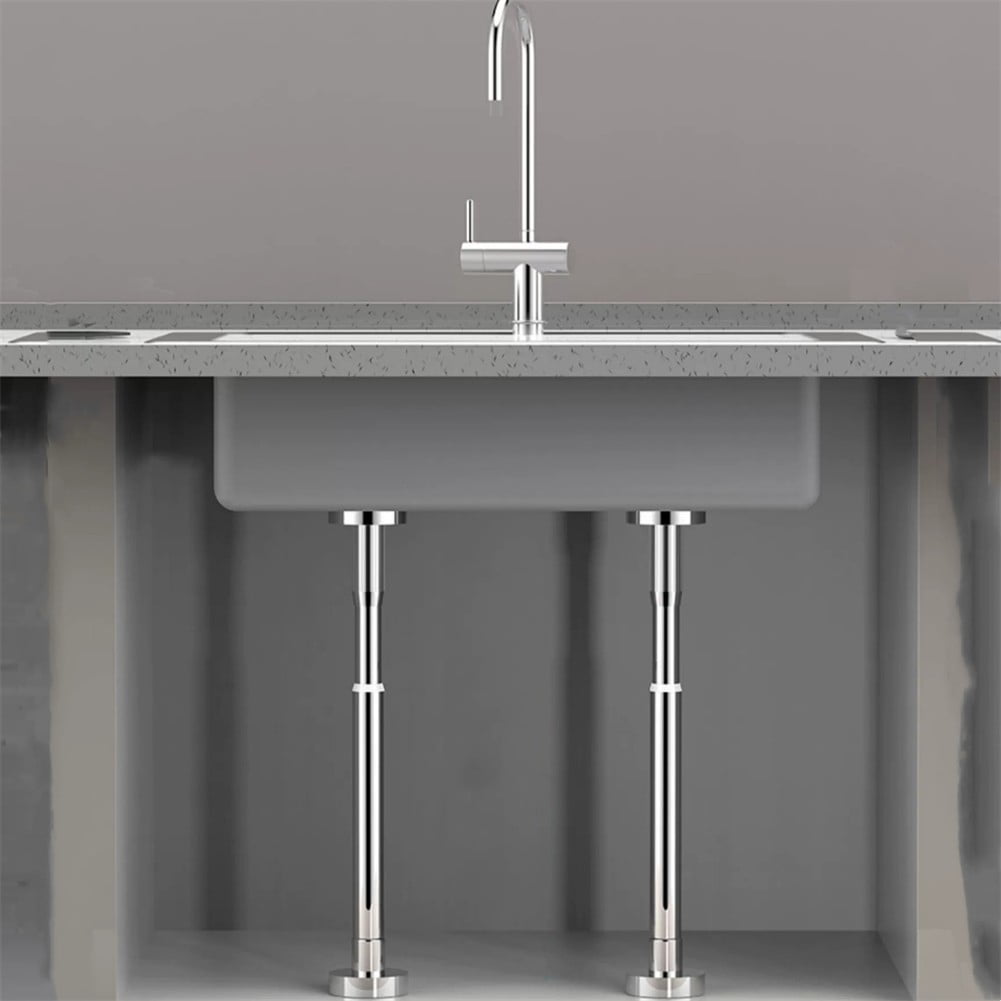 2Pcs Kitchen Sink Brackets Stainless Steel Adjustable Kitchen Sink Bracket Bottom installation Support Legs Kitchen Fixtures (50-80cm Silvery) 35-50cm Silvery