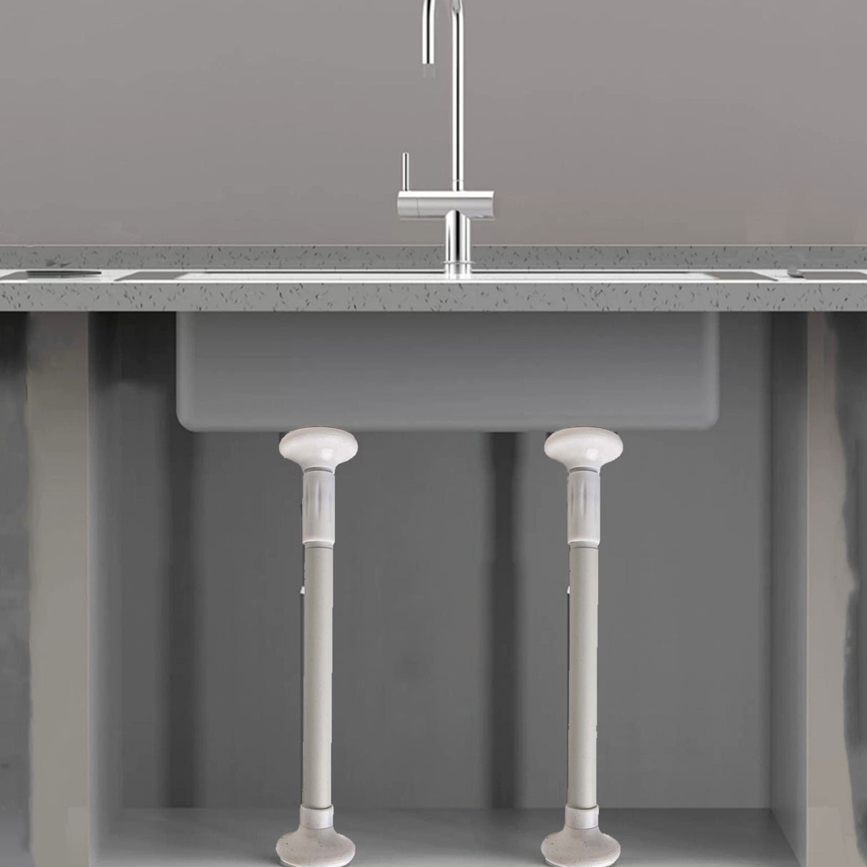 2Pcs Kitchen Sink Brackets Stainless Steel Adjustable Kitchen Sink Bracket Bottom installation Support Legs Kitchen Fixtures (50-80cm Silvery) 35-50cm White