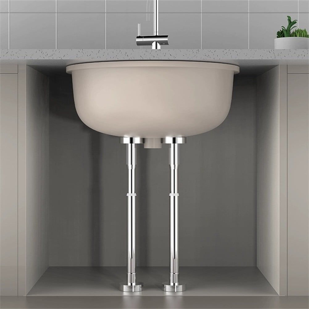 2Pcs Kitchen Sink Brackets Stainless Steel Adjustable Kitchen Sink Bracket Bottom installation Support Legs Kitchen Fixtures (50-80cm Silvery) 50-80cm Silvery