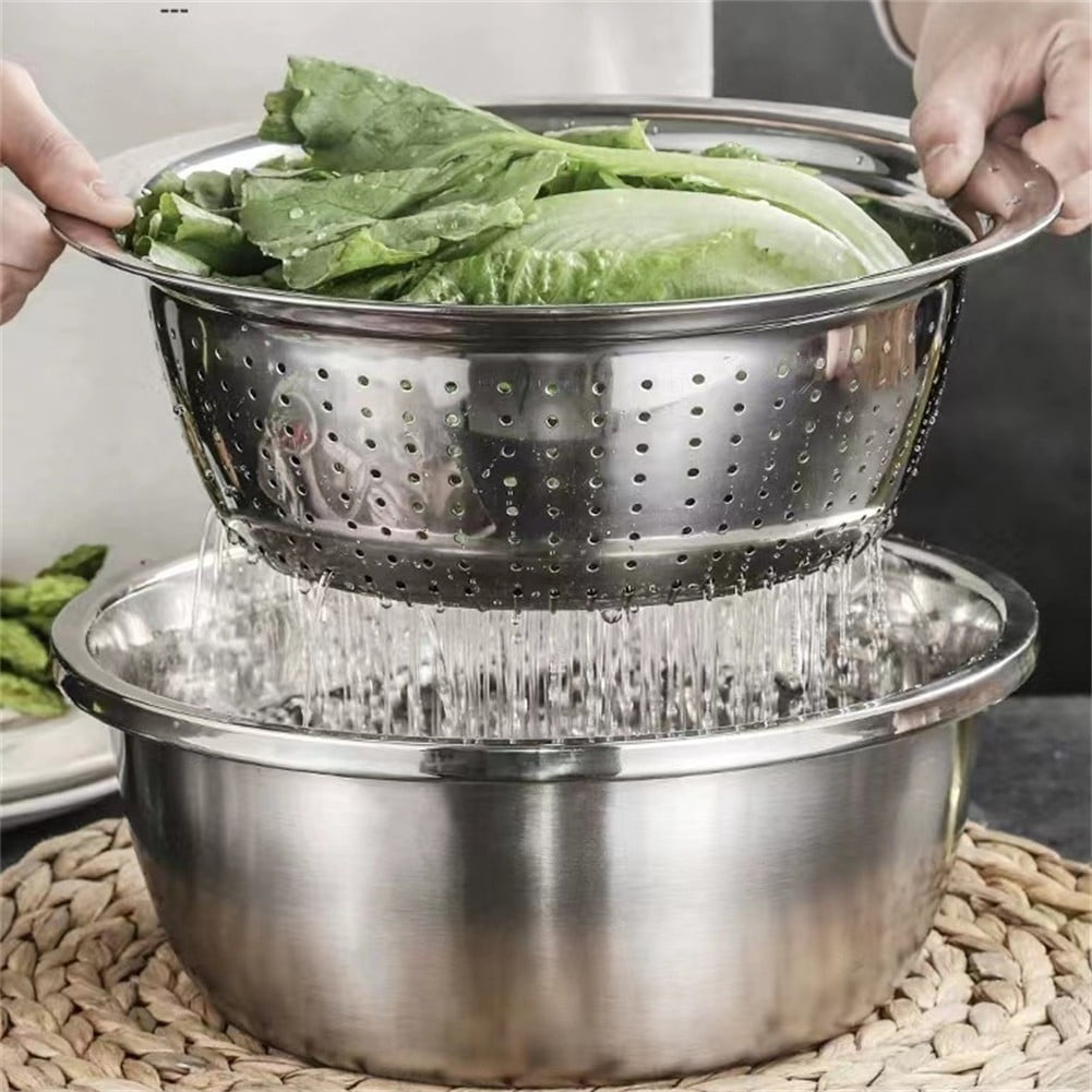4 Pcs Kitchen Mixing Bowls with Grater Lid Stainless Steel Construction