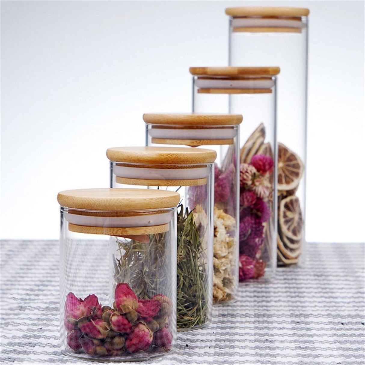 CGZQFEI Glass Storage Containers with Lids, Glass Jars with Lids, Clear Food Jar, Round Canister, Pantry Organizers and Storage for Cookie Flour Oat Pasta Tea Coffee Bean,175ml,2.55x3.14' Clear1