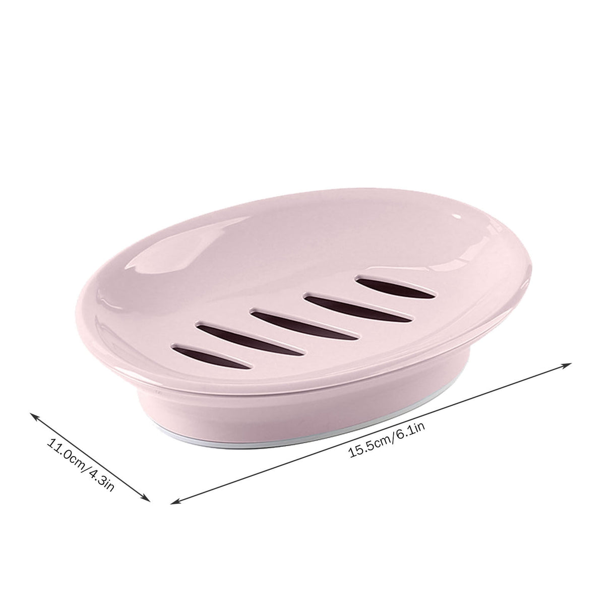 Oval Plastic Soap Dish - Double Compartment Drain Tray| Bathroom & Kitchen Soap Holder for Face & Body Soap | Oval Shaped Soap Dish for Countertop & Shower Use(Pink) Pink