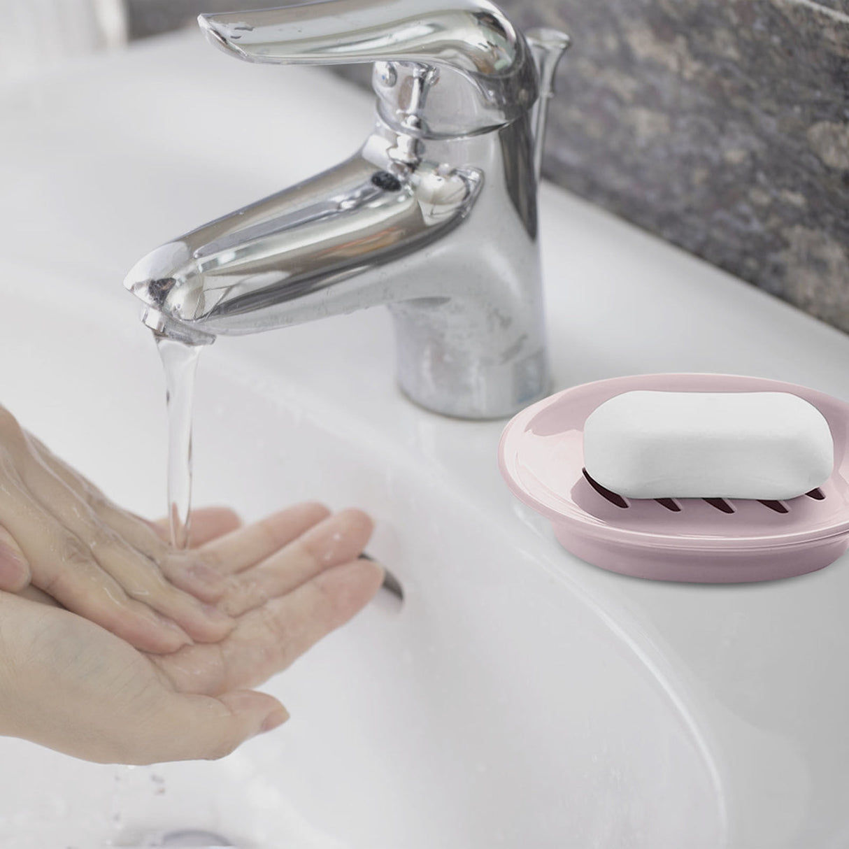 Oval Plastic Soap Dish - Double Compartment Drain Tray| Bathroom & Kitchen Soap Holder for Face & Body Soap | Oval Shaped Soap Dish for Countertop & Shower Use(Pink) Pink