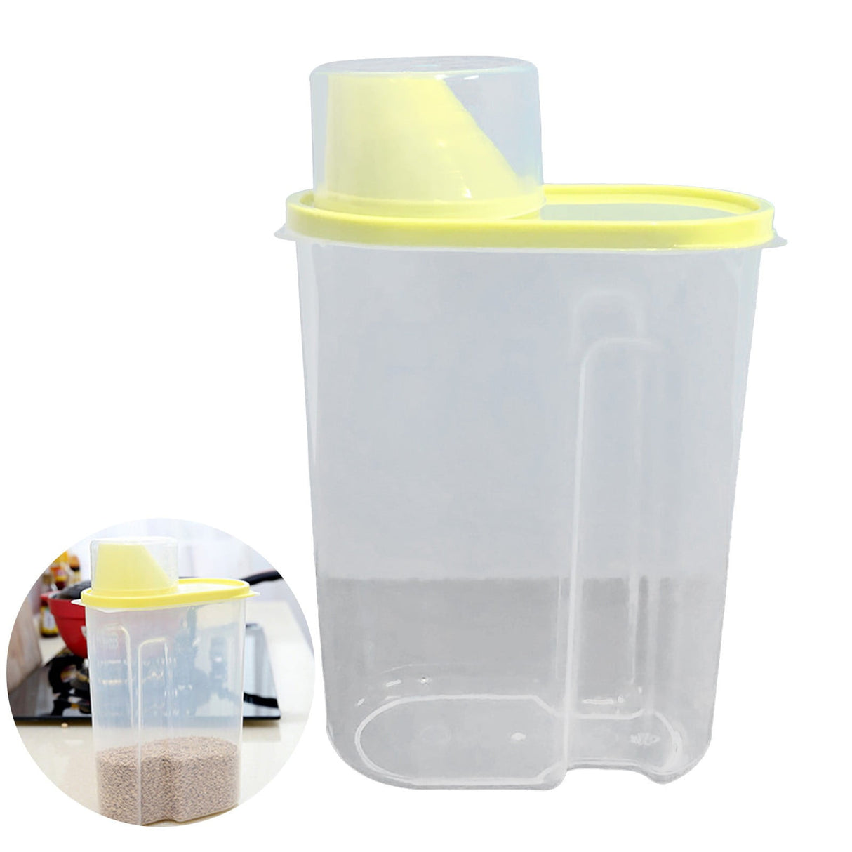 Airtight Storage Container with Lids, Plastic Pet Food Storage Container with Locking Lid,Pet Dog Cat Food Dispenser ,Clear Pet Dog Food Storage Bin Containers for Rice Grain(Green,4.72x7.68") Z3-Yellow