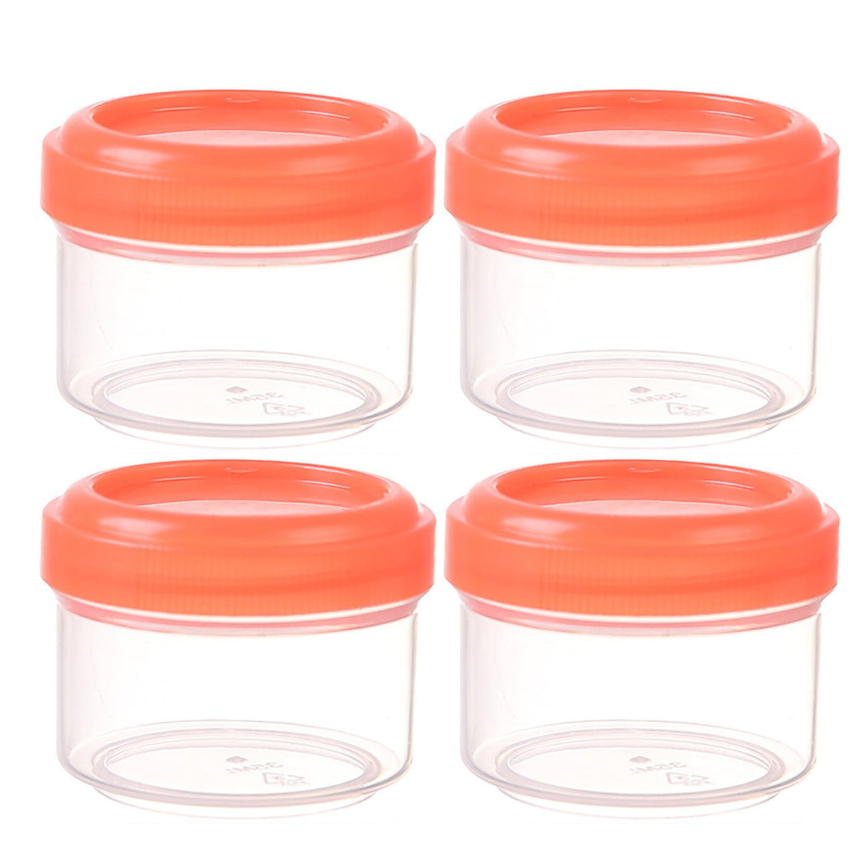 4Pcs Clear Plastic Jars With Lids,Small Plastic Storage Jars With Screw On Lids,Mini Wide-Mouth Refillable Storage Containers,Empty Round Containers For Candy,Beads,Lotion,Food Storage,Red Orange