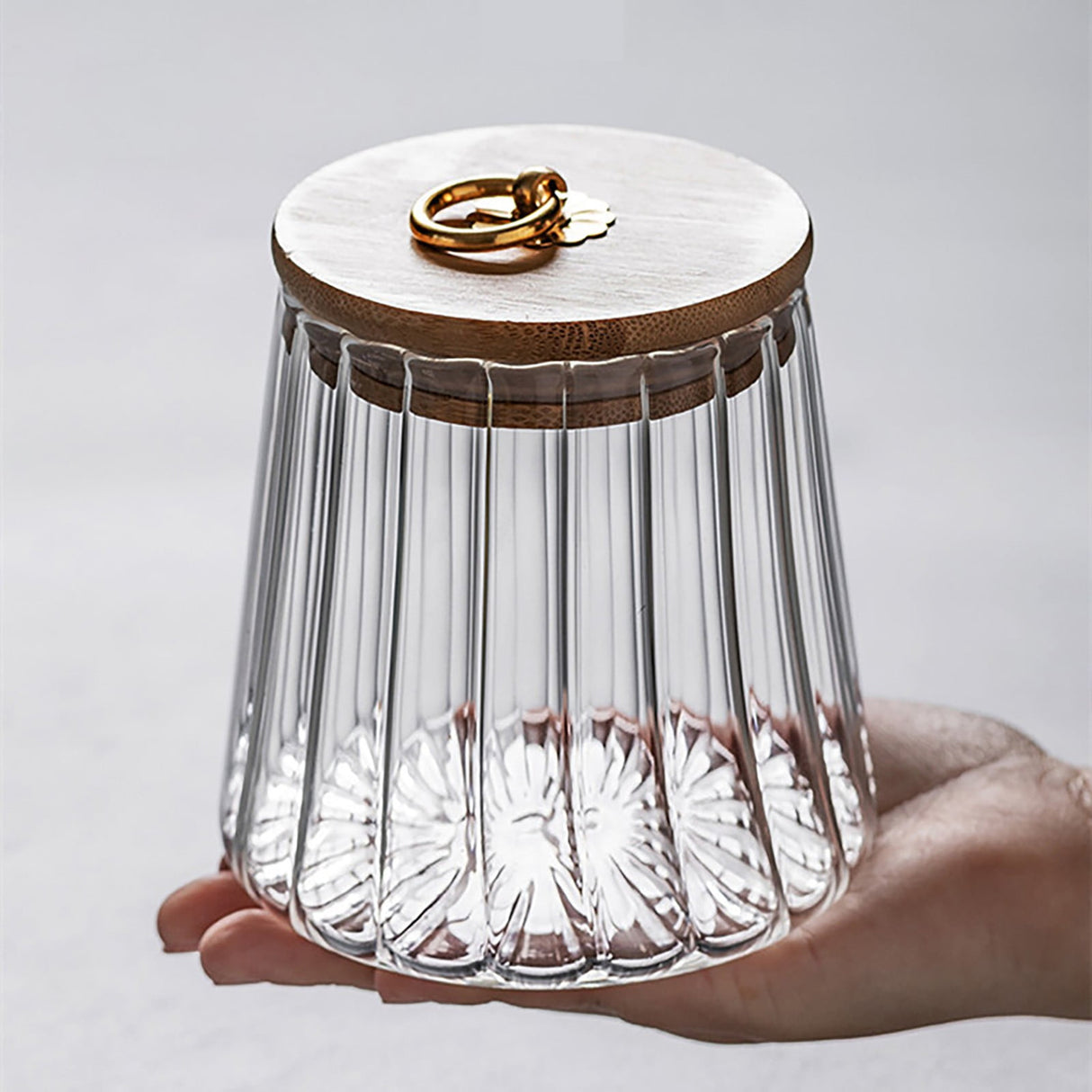 Sugar Containers With Bamboo Lids,Glass Coffee Canister Airtight Food Storage Jar With Lid, Candy Glass Canister Decorative Jars For Food Sugar Coffee Beans Tea, Coffee Bar Accessories B