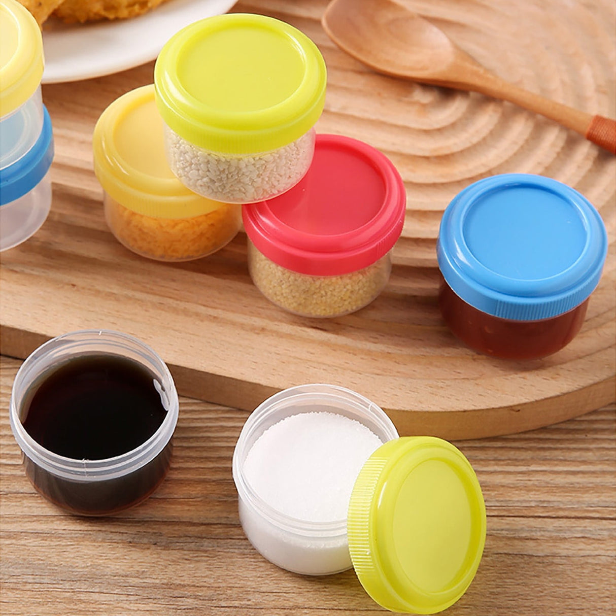 4Pcs Clear Plastic Jars With Lids,Small Plastic Storage Jars With Screw On Lids,Mini Wide-Mouth Refillable Storage Containers,Empty Round Containers For Candy,Beads,Lotion,Food Storage,Purple Grey
