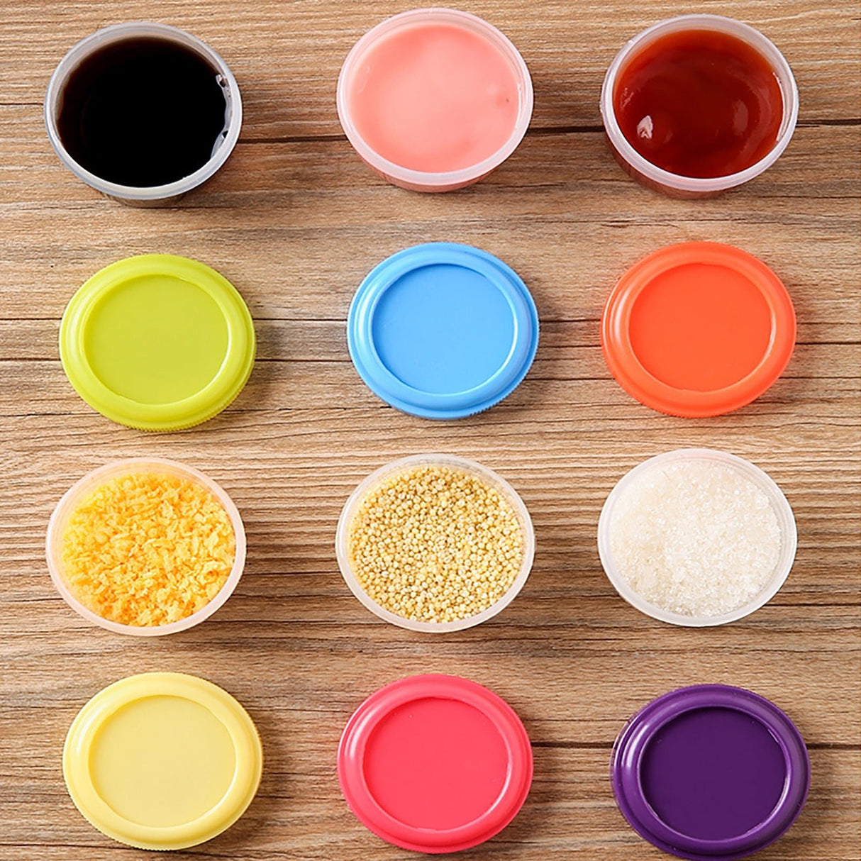 4Pcs Clear Plastic Jars With Lids,Small Plastic Storage Jars With Screw On Lids,Mini Wide-Mouth Refillable Storage Containers,Empty Round Containers For Candy,Beads,Lotion,Food Storage,Purple Orange