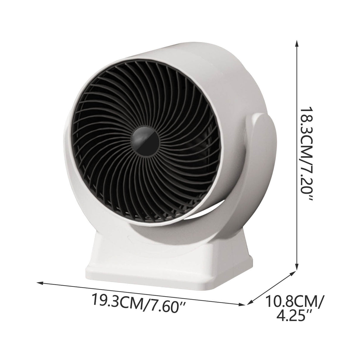 Space Heater,Mini Desk Heater for Office with 160° Lateral Auto Oscillation,3 Adjustable Gears,Tip-Over and Overheat Protection,Fast Heating,Small Ultra-Quiet Desktop Fan with USB Power White EU Standard