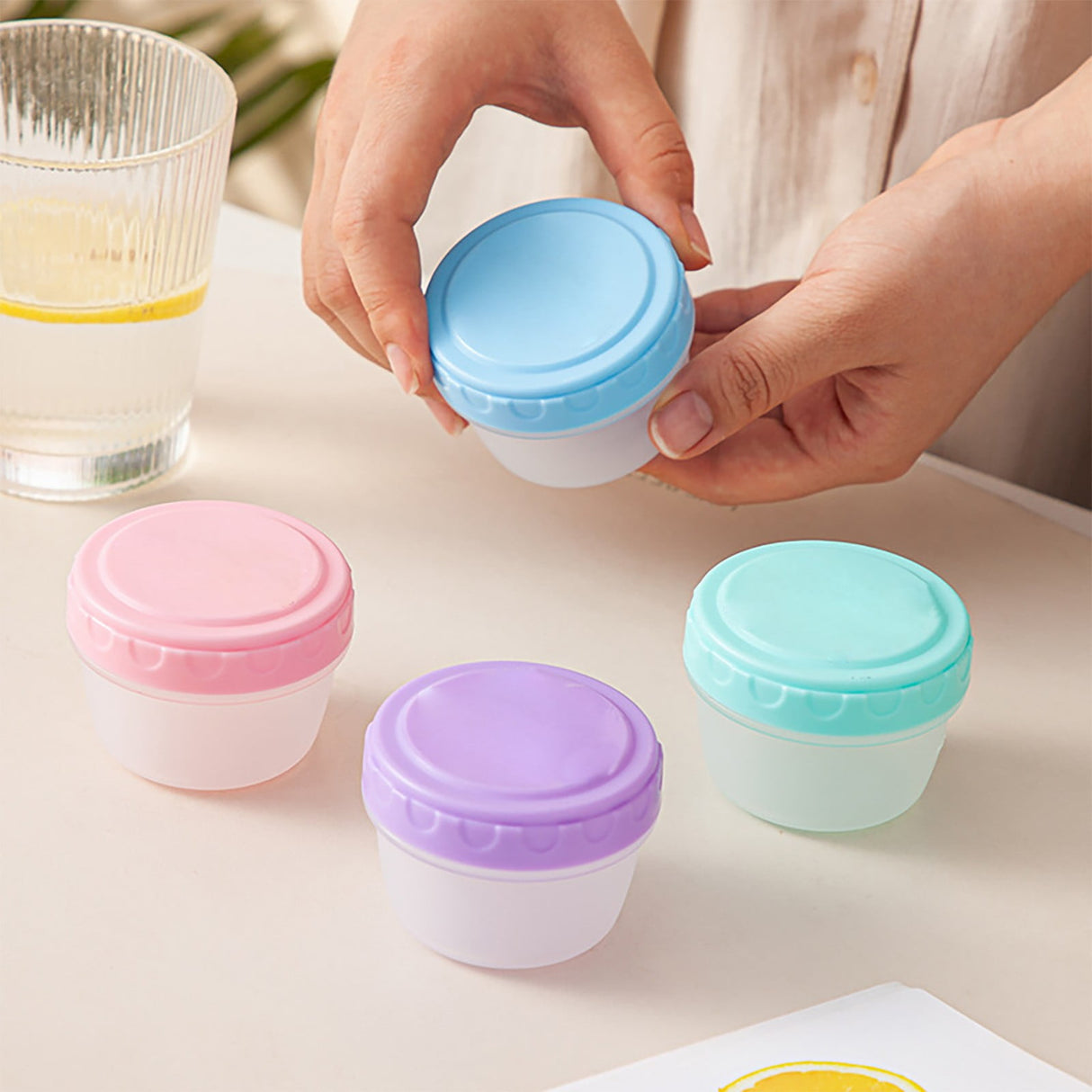 6Pcs 2Oz Small Containers With Lids,Reusable Plastic Storage Jars For Snack And Puree, Salad Dressing Container To Go, Storage Containers, Freezer Food Containers, Dishwasher Safe,Bpa Free,6PCS 30PCS