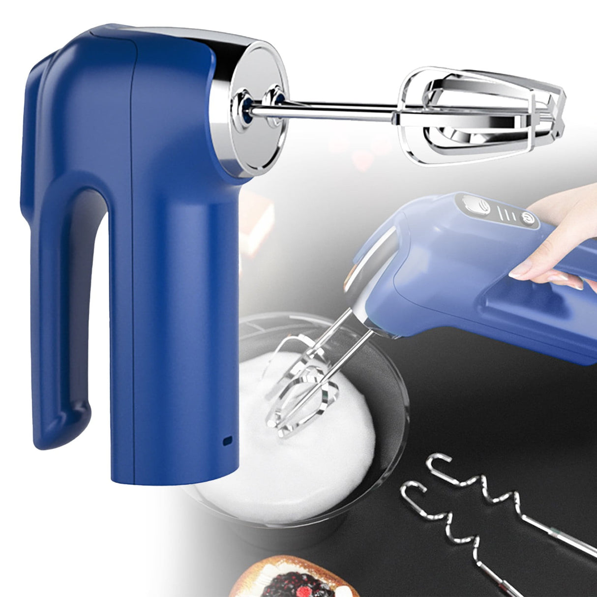 Powerful Hand Mixer, 3-Speed Hand Held Mixer for Baking, Lightweight Stainless Hand , Kitchen Mixer for , Cookies, 1 Pcs, 7.2x4.72 7.2" x 4.72" Blue