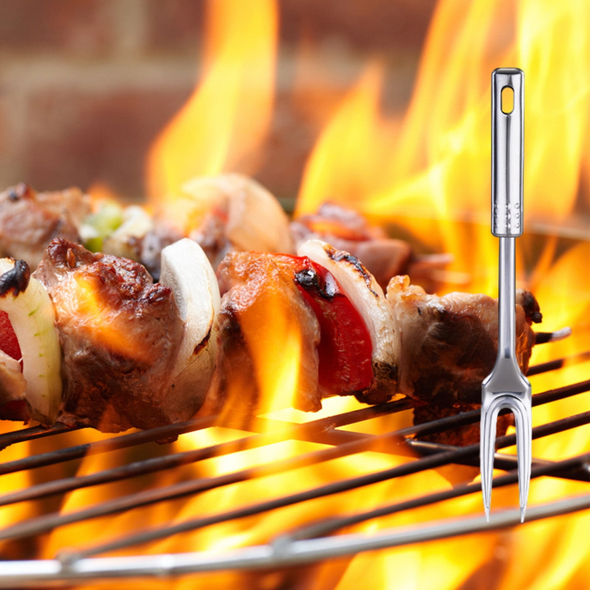 13-Inch Two Pronged Steak Fork Made of 304 Stainless Steel,Heavy Duty for Carving and Serving Meat,Comfortable Long Handle for Grilling and BBQ,Elegant Addition to Kitchen Utensils.