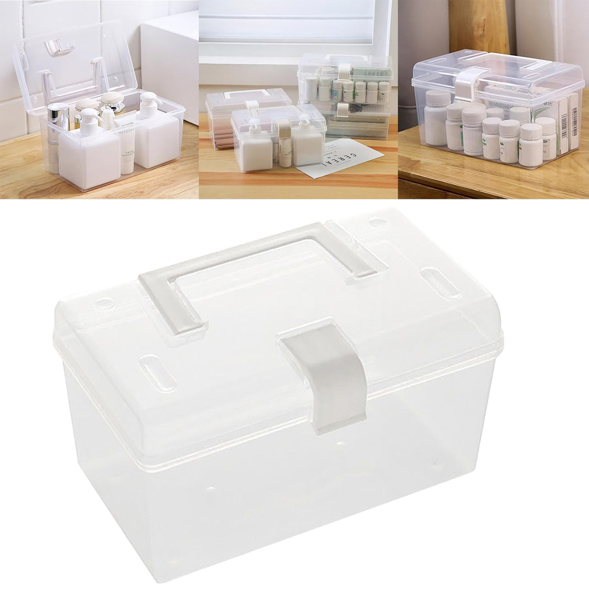 Plastic Storage Bins With Lid and Handle, Plastic Latch Storage Box, Stackable Storage Container, Small Plastic Storage Basket, Cute Organizer Box for Home, Office, 1 Pcs, 7.68x4.13x4.33 7.68" x 4.13" x 4.33" Clear