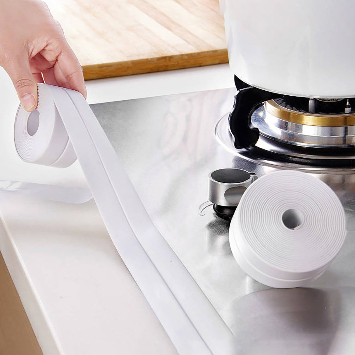 Kitchen Caulk Tape Self Adhesive,Waterproof Caulking Sealing Tape,Easy to Install Caulking Tape for Bathroom Peel and Stick Caulking Strip Floor Tile Wallpaper Toilet Tub Shower Wall(White) White