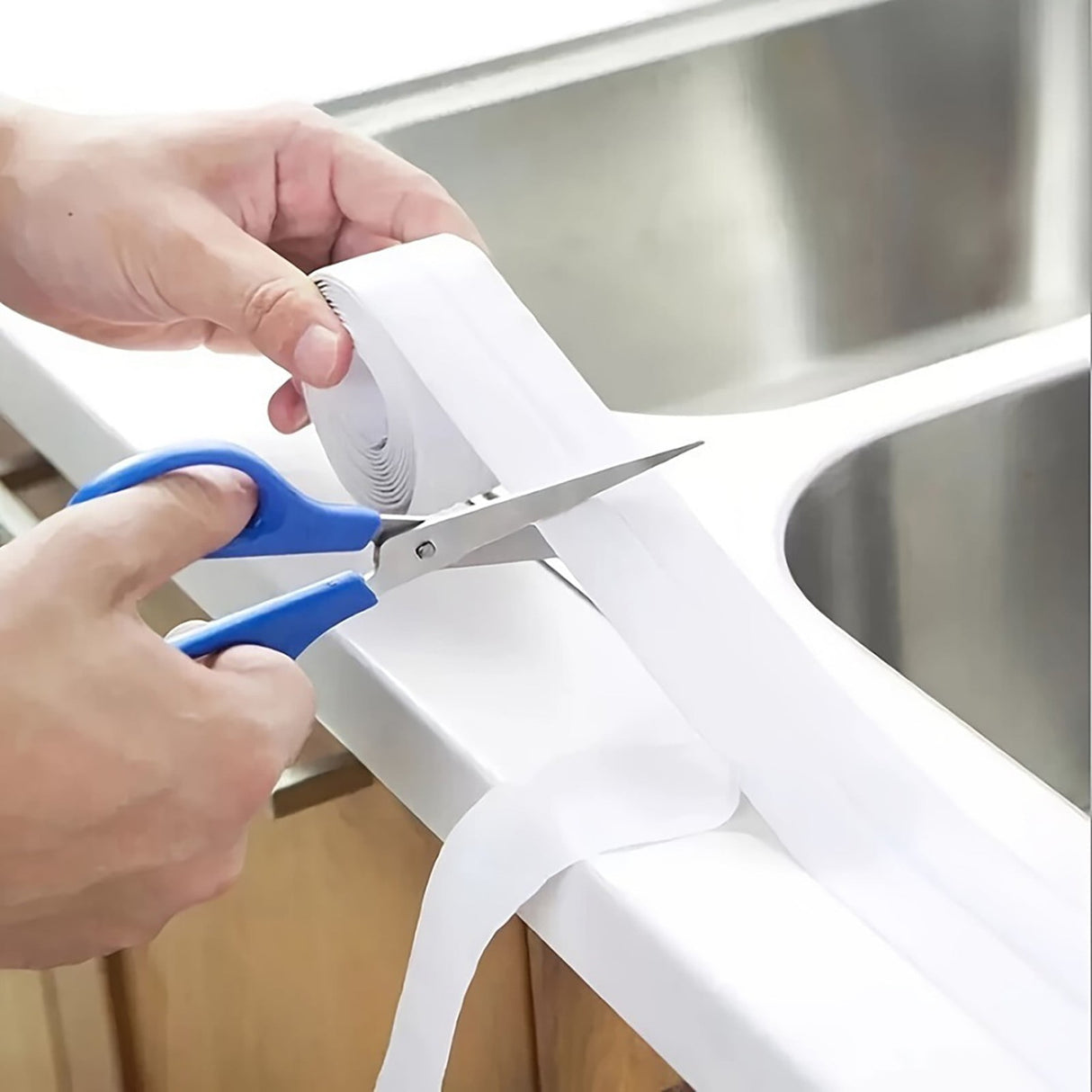 Kitchen Caulk Tape Self Adhesive,Waterproof Caulking Sealing Tape,Easy to Install Caulking Tape for Bathroom Peel and Stick Caulking Strip Floor Tile Wallpaper Toilet Tub Shower Wall(White) White