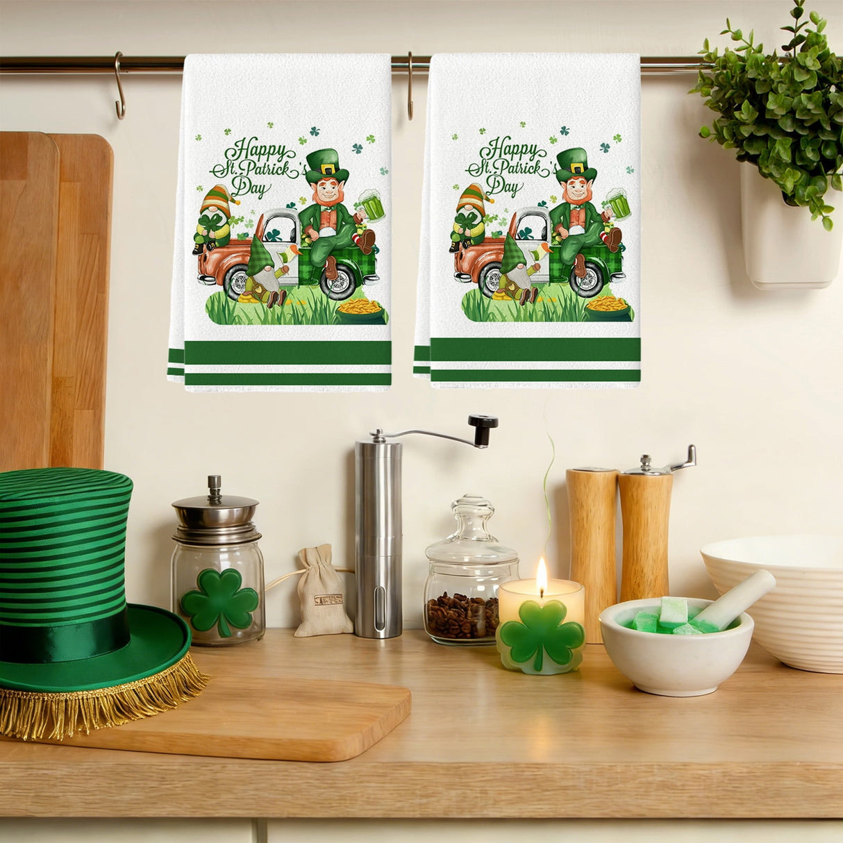 Shamrock Green Dish Towel,Set of 1 St.Patrick's Day Kitchen Towel,Bathroom Decorative Cloth for Irish Decoration Kitchen Bathroom Home Cooking Housewarming Gifts,15 x 24 Inch C