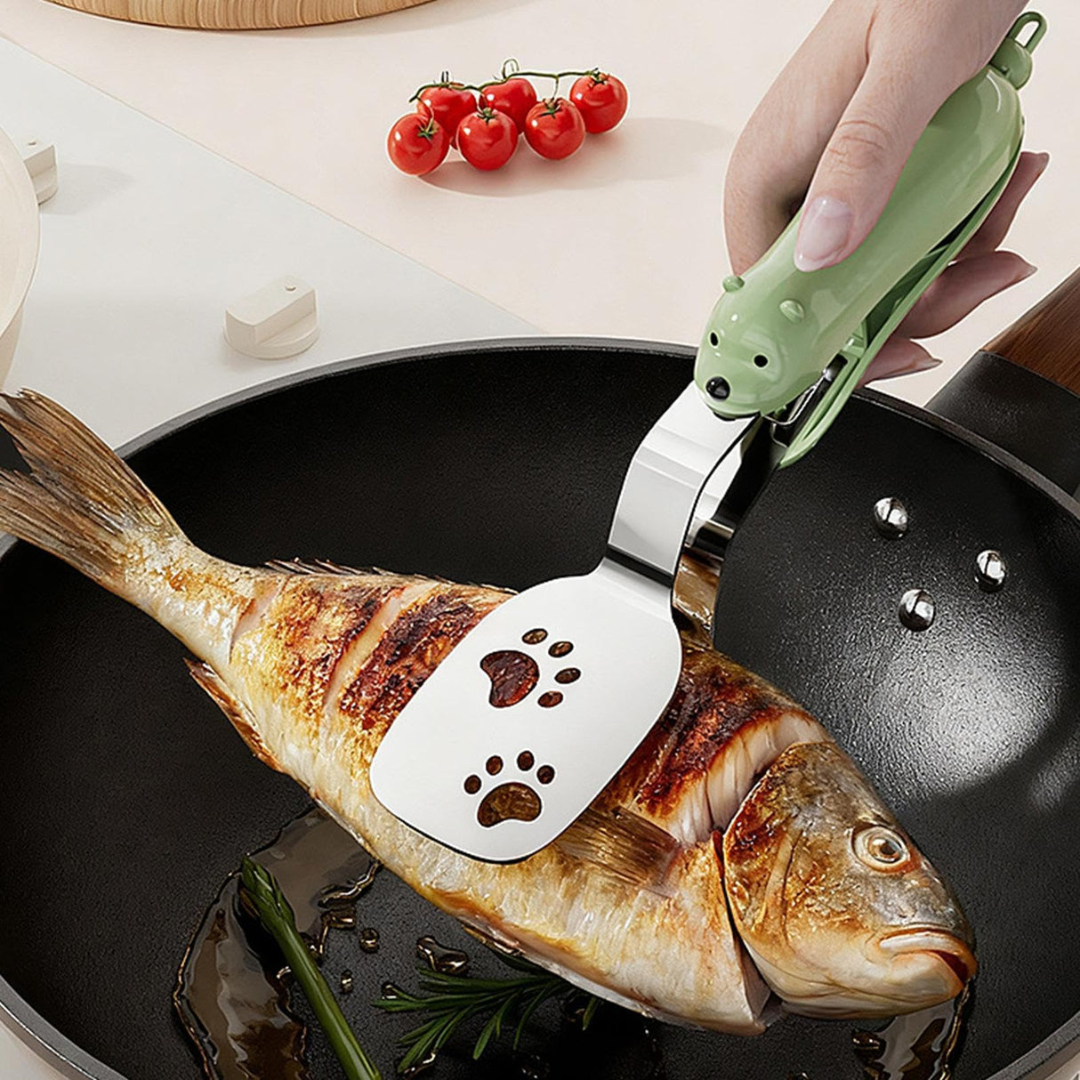 Kitchen Tongs - Spatula - BBQ Tongs - Meat Tongs - Kitchen Utensils - Kitchen Accessories - Grill Tongs - Spatula - Funny Gadgets - Cooking Utensils - Serving Tongs - Kitchen Tools - Original Gift - Green - 1 Piece