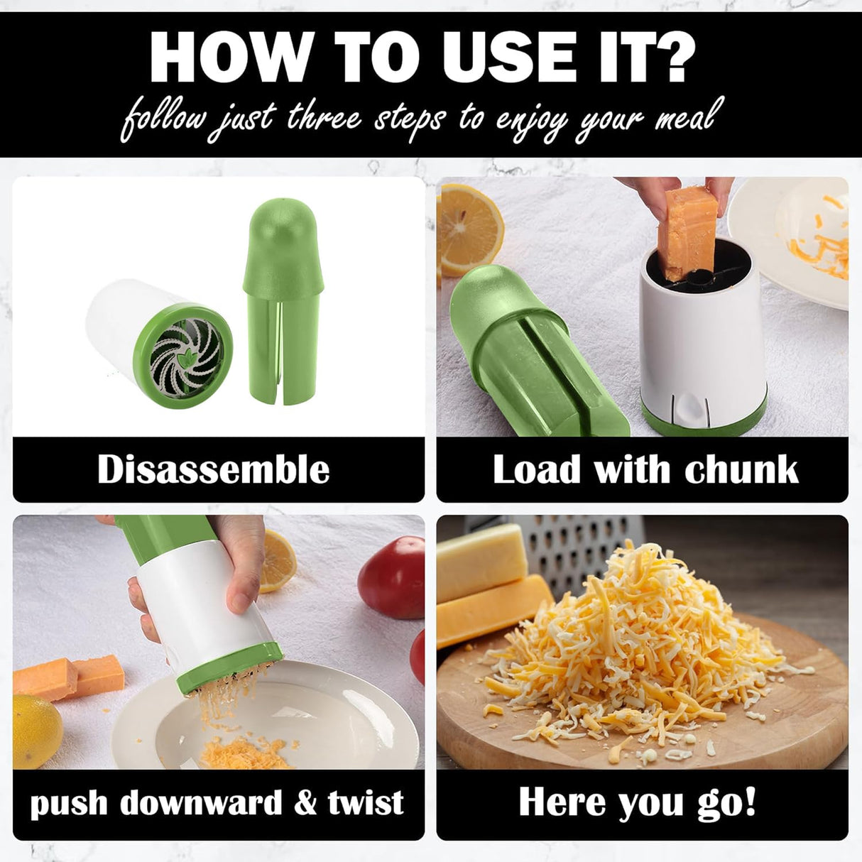 Cheese Mill - Cheese Grater - Parmesan Grater - Herb Mill - Manual Grater - Nut Grinder - Chocolate Grater - Kitchen Aid - Rotating Grater - Kitchen Utensils - Stainless Steel Blades - Hard Cheese Mill - Dishwasher Safe - White and Green - 1 Piece