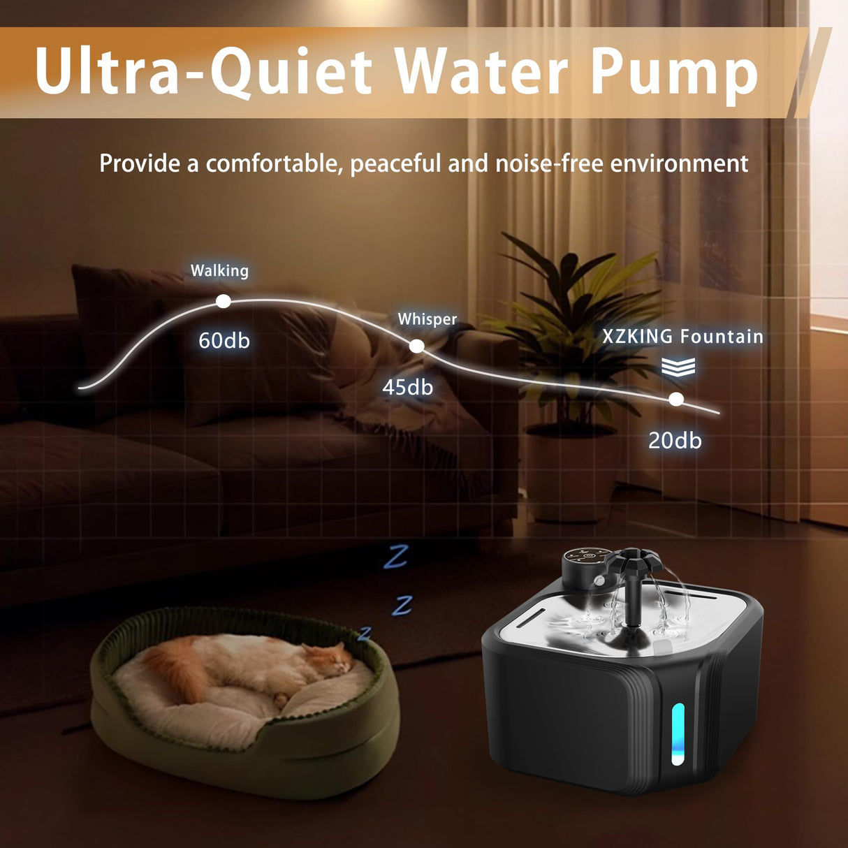 Cat Drinking Fountain - Water Fountain - Dog Drinking Bowl - Automatic Drinking Bowl - Cat Fountain - Dog Fountain - Water Dispenser - Whisper-Quiet - Includes 8 Filters - LED Lighting - Water Bowl - Pet Accessories - 2.8 Liters - Black - 1 Piece