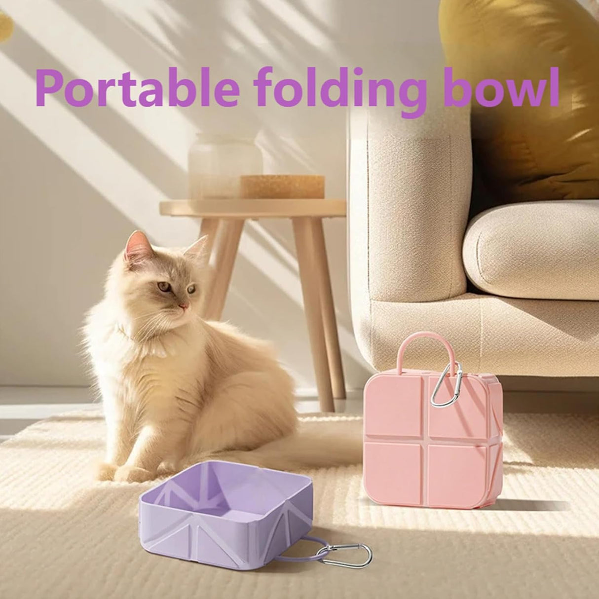 Foldable Dog Food Bowl - Dog Drinking Bowl - Dog Bowl - Travel Bowl - Water Bowl - Food Bowl - Dog Supplies - Hiking - Camping - On the Go - Silicone Bowl - Portable Food Bowl - Dog Accessories - Dark Blue - 1 Piece