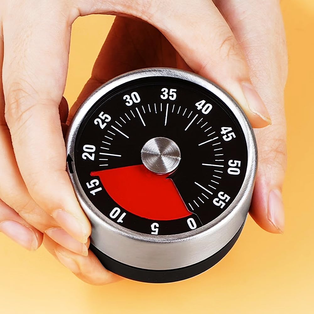 Kitchen Timer - Timer - Kitchen Timer - Egg Timer - Stopwatch - Mechanical Timer - Time Clock - Pomodoro - Kitchen Utensils - Cooking Utensils - Baking Utensils - Gadgets - Alarm Clock - Clock - Stainless Steel - Magnet - Cooking - Black - 1 Piece