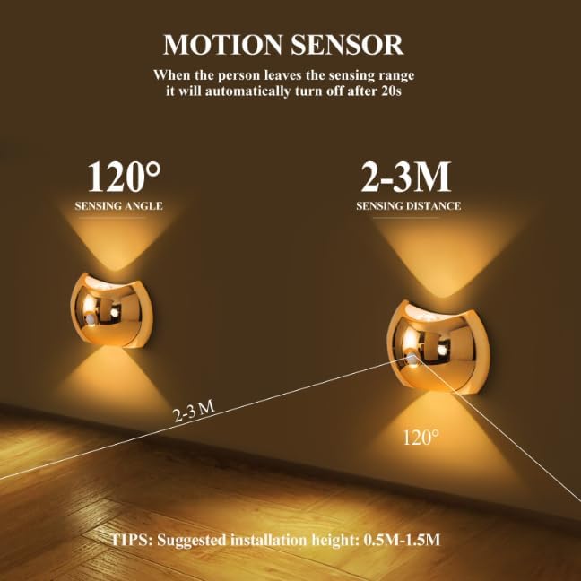 Indoor Wall Lamp - Night Light with Motion Sensor - Wireless LED Wall Light - Rechargeable Wall Lamp - Stair Lighting - Closet Lighting - Bedroom Lamp - USB Rechargeable - Magnetic - Warm White Light - White - 1 Piece