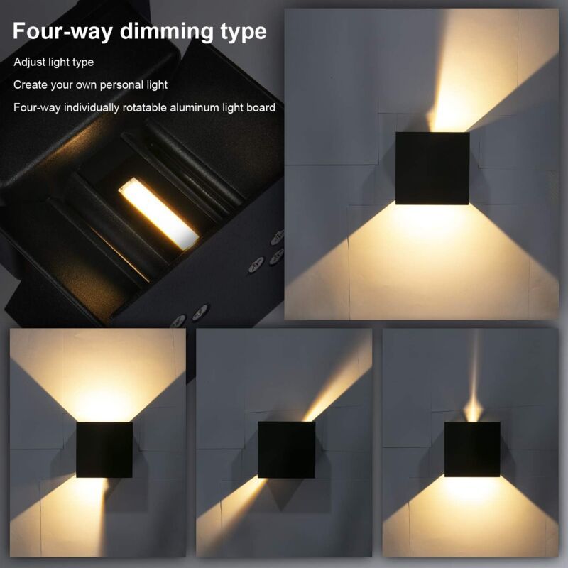 4 Pack 12W LED Wall Lights Adjustable Beam Angle IP65 Waterproof 3000K Warm White