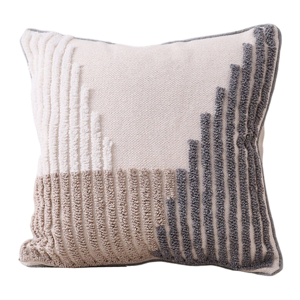 Walbest Boho Throw Pillow with Braided Rope Pattern And Tassels Soft Cotton Linen Textured Cushion for Sofa Bed Office 45x45cm B
