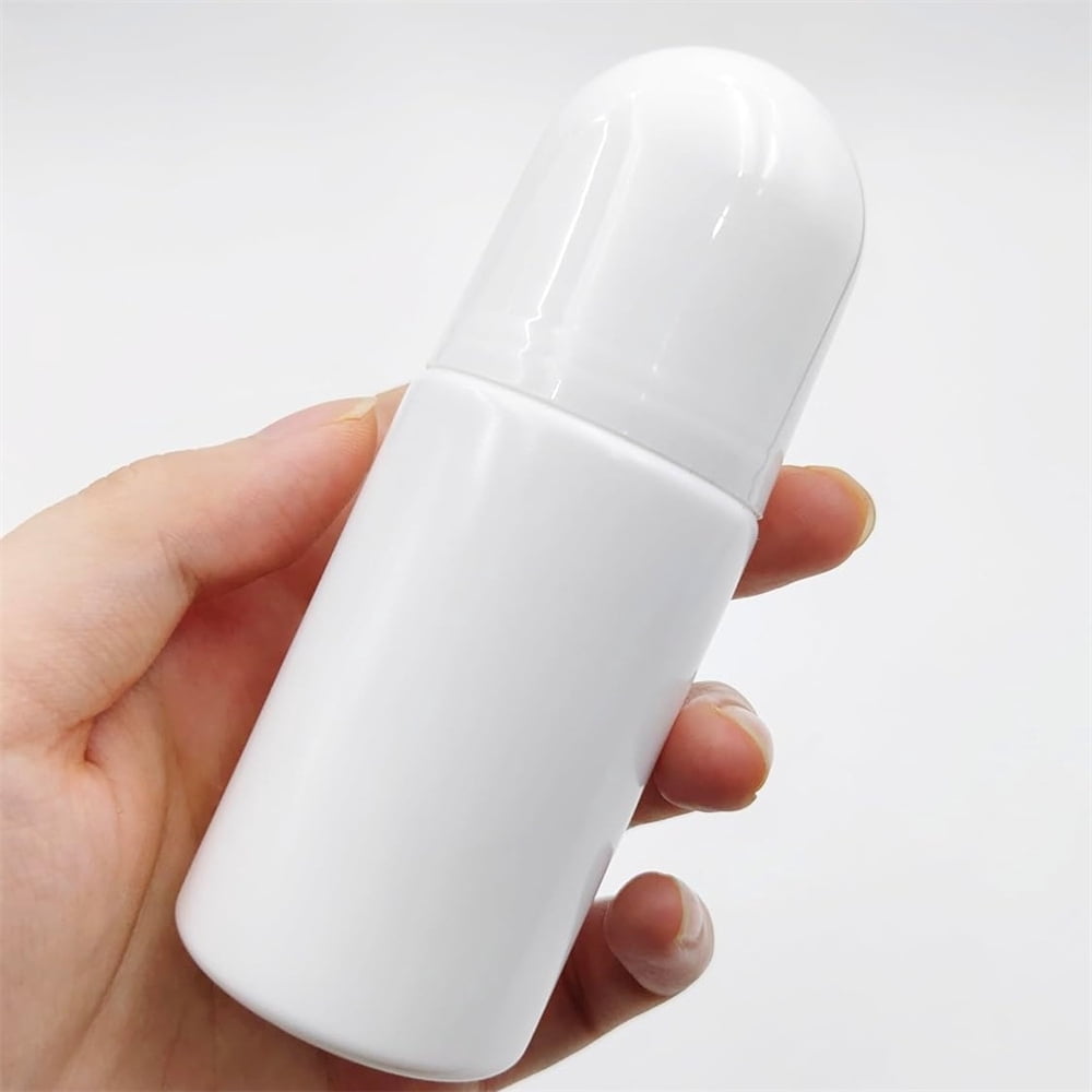 White Plastic Roll-on Bottle,Empty Portioning Bottles,QZS Refillable Anti-perspirant Roller Container,Leak-Proof DIY Deodorant Container with Roller Ball,for Essential Oils Fragrances 4Pack White