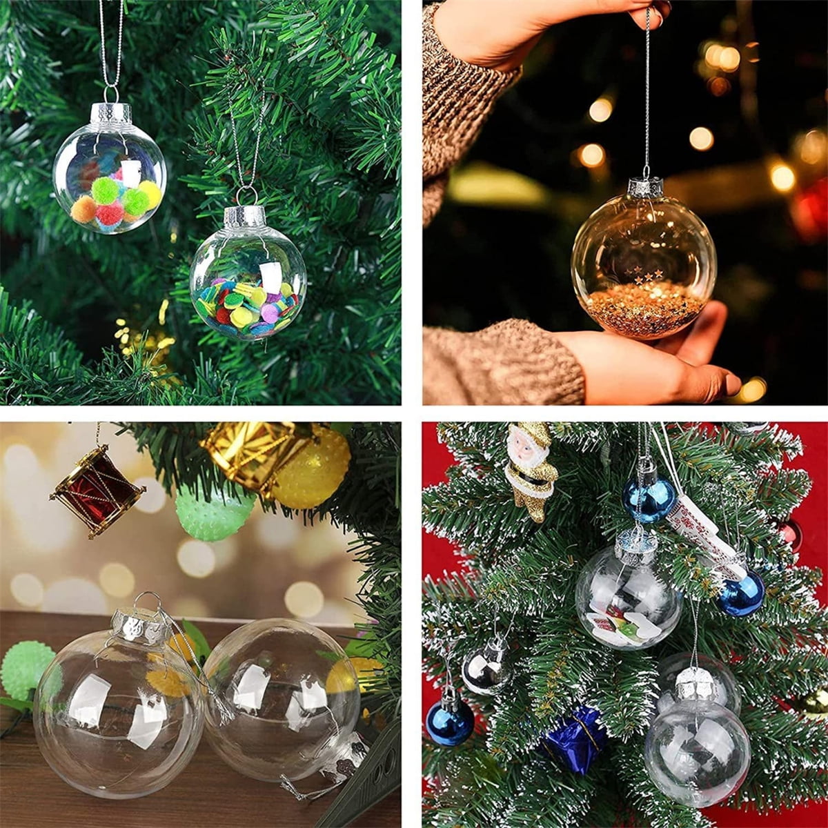 12 Pcs Flat Round Paintable Clear Christmas Bulbs 2.4" Plastic Flat Fillable Christmas Ornaments Balls for Customized Holiday Decor,Clear Plastic Ornaments Ball for Xmas DIY Fillable Ornament