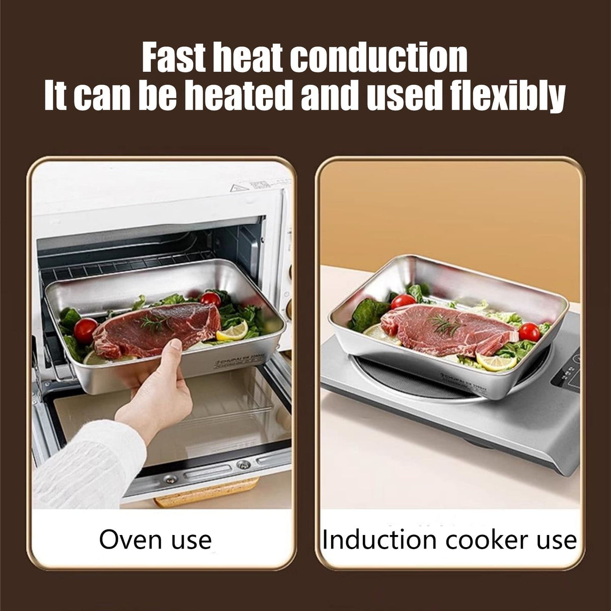 Large Stainless Steel Food Containers, Stainless Steel Dumpling Box, Rectangle Food Storage Box, Leak Proof Plastic Lid, Airtight Meat Storage Container, for Fridge, Kitchen, Dishwasher Safe Silver