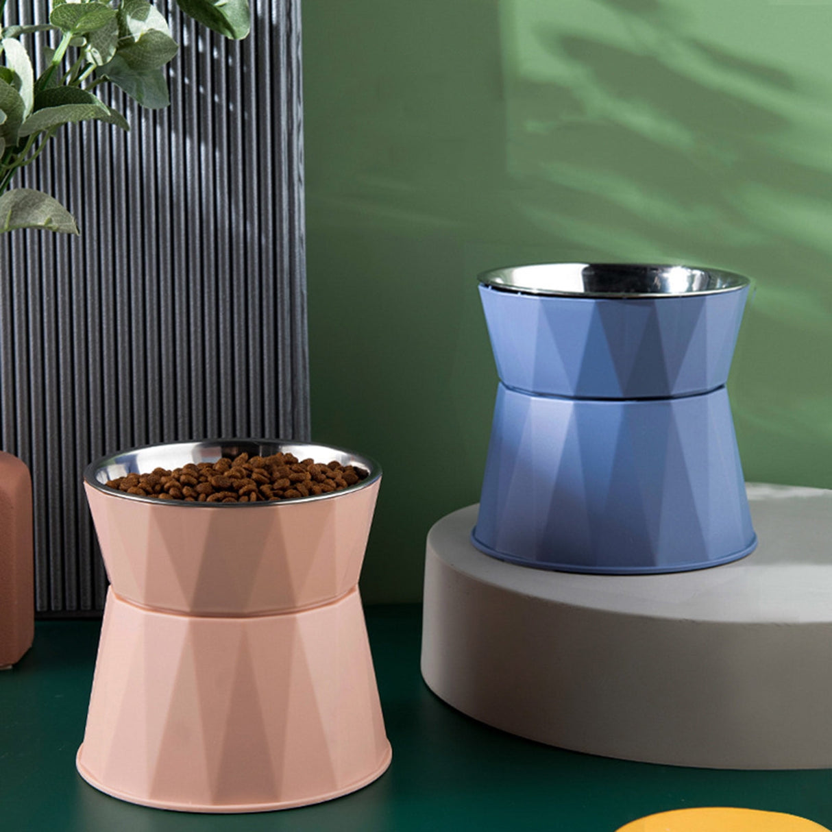 Dog Bowl Raised Cat Food Water Bowls with Detachable Elevated Stand Pet Stainless Steel Feeder Bowl No-Spill Anti Slip Blue