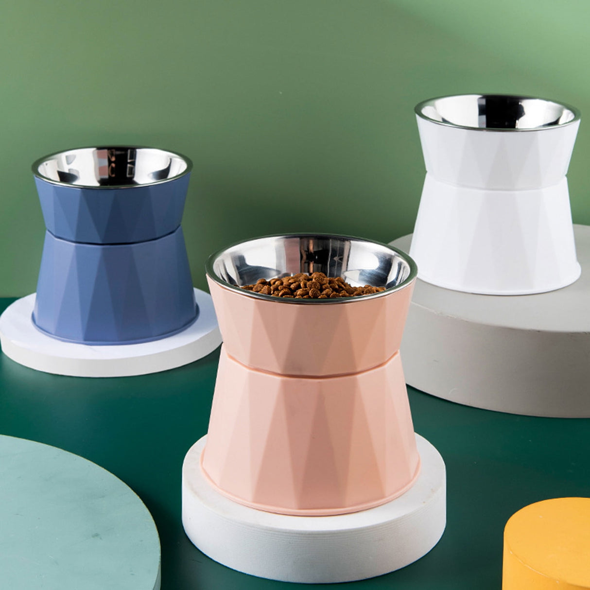Dog Bowl Raised Cat Food Water Bowls with Detachable Elevated Stand Pet Stainless Steel Feeder Bowl No-Spill Anti Slip Pink