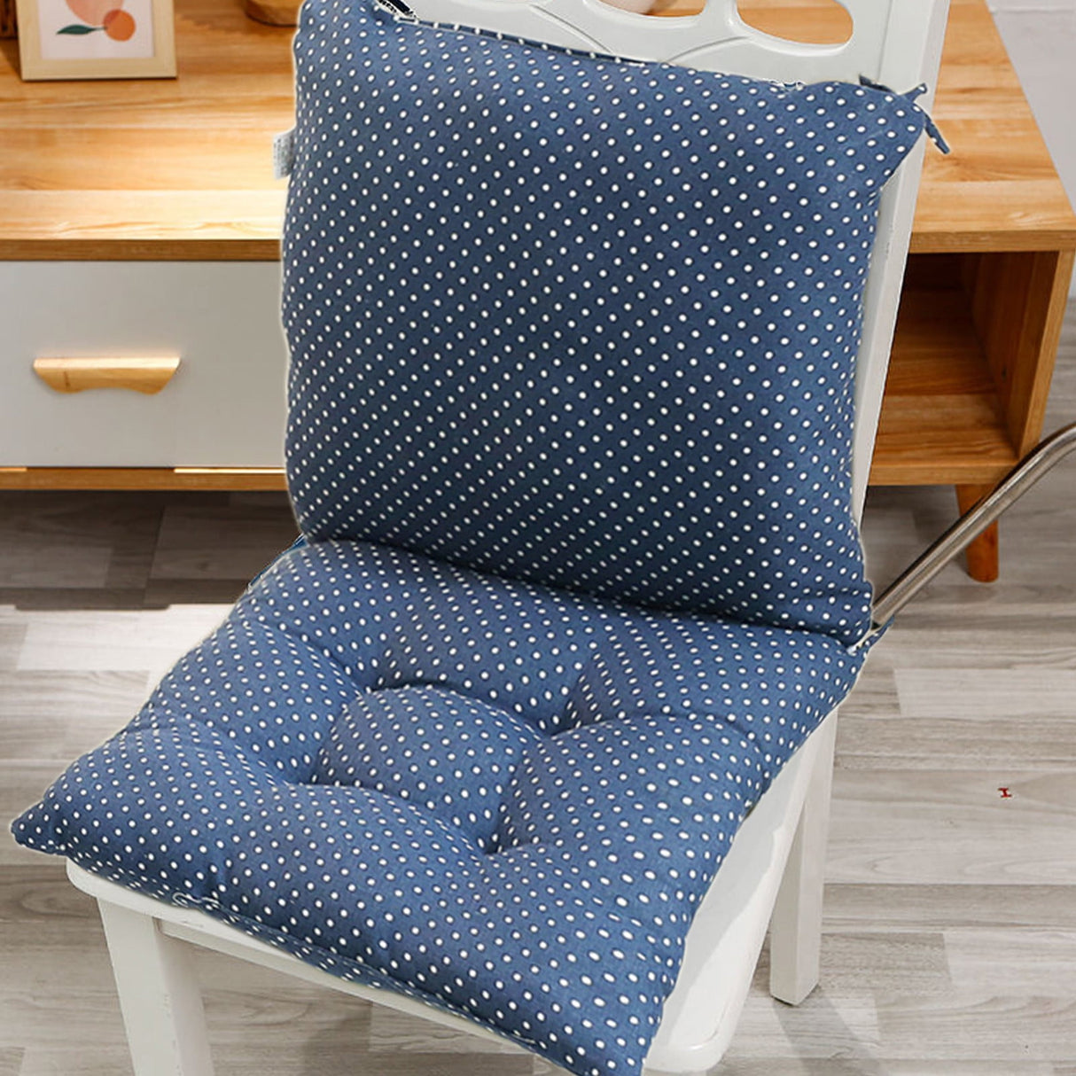 High Back Chair Cushions with Ties, 15.7" Indoor Outdoor Rocking Patio Chair Cushions, Non-skid No-Slip Onepiece Dining Chair Pad for Kitchen Dining Room Living Room Blue