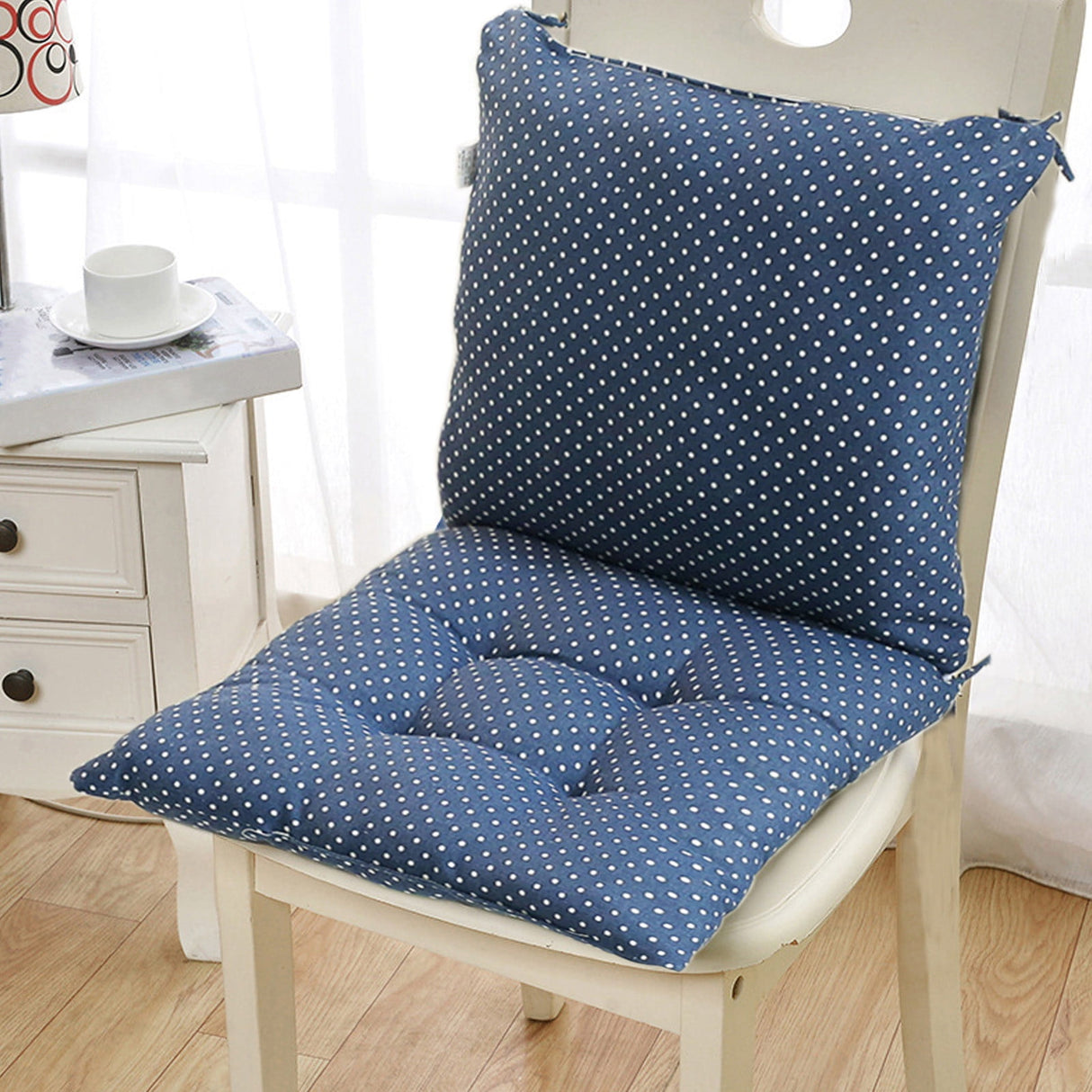 High Back Chair Cushions with Ties, 15.7" Indoor Outdoor Rocking Patio Chair Cushions, Non-skid No-Slip Onepiece Dining Chair Pad for Kitchen Dining Room Living Room Blue