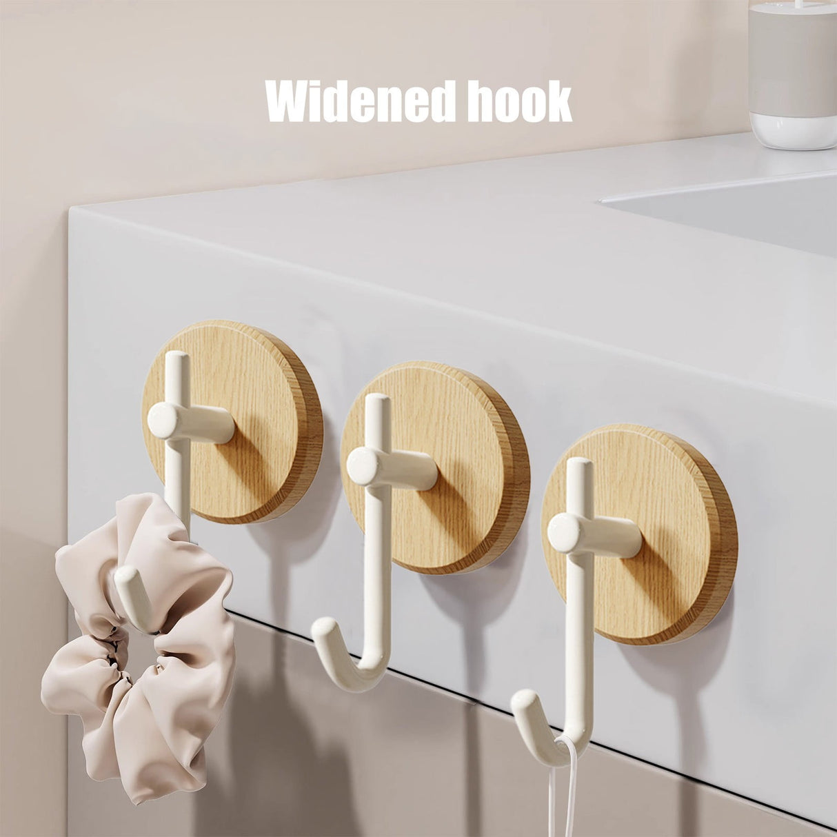 Wreath Hanger for Front Door, No Drilling Walnut Hook, Stick on Wall Hook, Self-Adhesive Household Hook for Towels, Keys, Hats, Coats, Bags 2PCS White