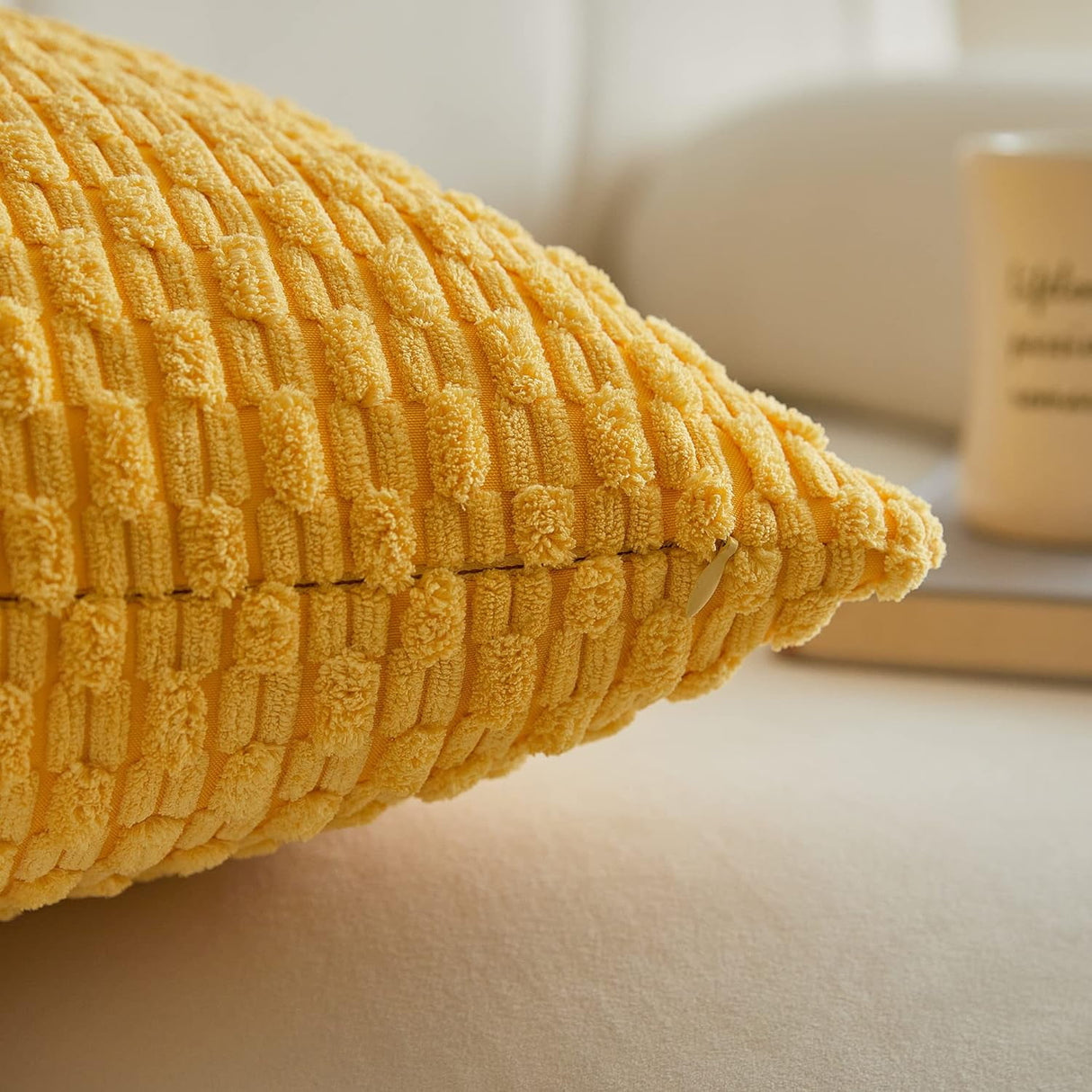 Holzlrgus Fall Set of 2 Striped Textured Velvet Corduroy Decorative Europe Sham Seasonal Autumn Throw Pillow Cushion Cover for Couch, (60x60 cm, 24inch) 24 x 24-Inch Burnt Brick