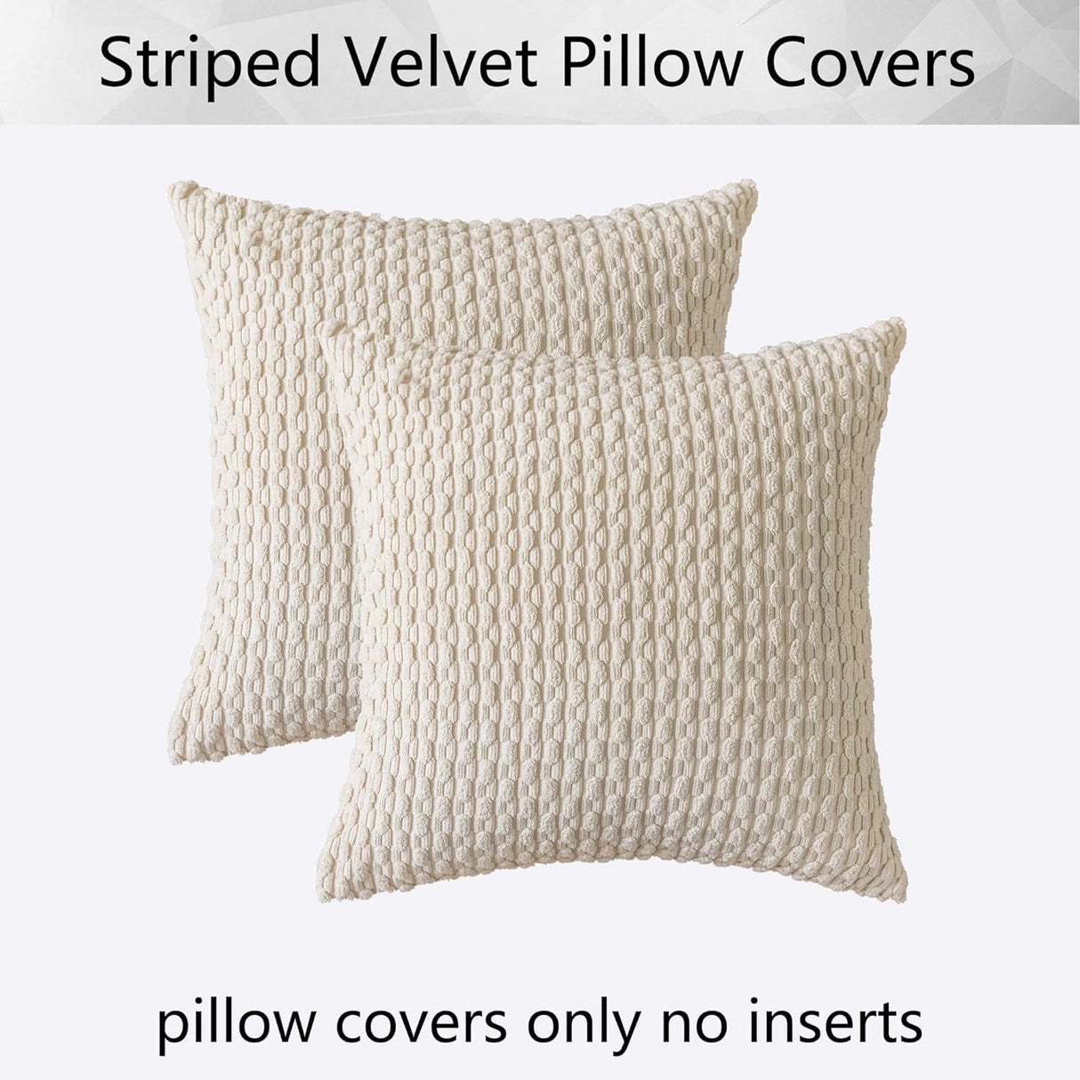 Holzlrgus Fall Set of 2 Striped Textured Velvet Corduroy Decorative Europe Sham Seasonal Autumn Throw Pillow Cushion Cover for Couch, (60x60 cm, 24inch), Burnt Brick 22 x 22-Inch Cream