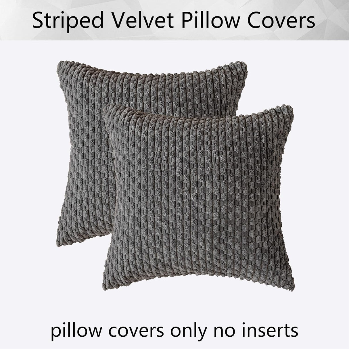 Holzlrgus Fall Set of 2 Striped Textured Velvet Corduroy Decorative Europe Sham Seasonal Autumn Throw Pillow Cushion Cover for Couch, (60x60 cm, 24inch), Burnt Brick 22 x 22-Inch Dark Grey