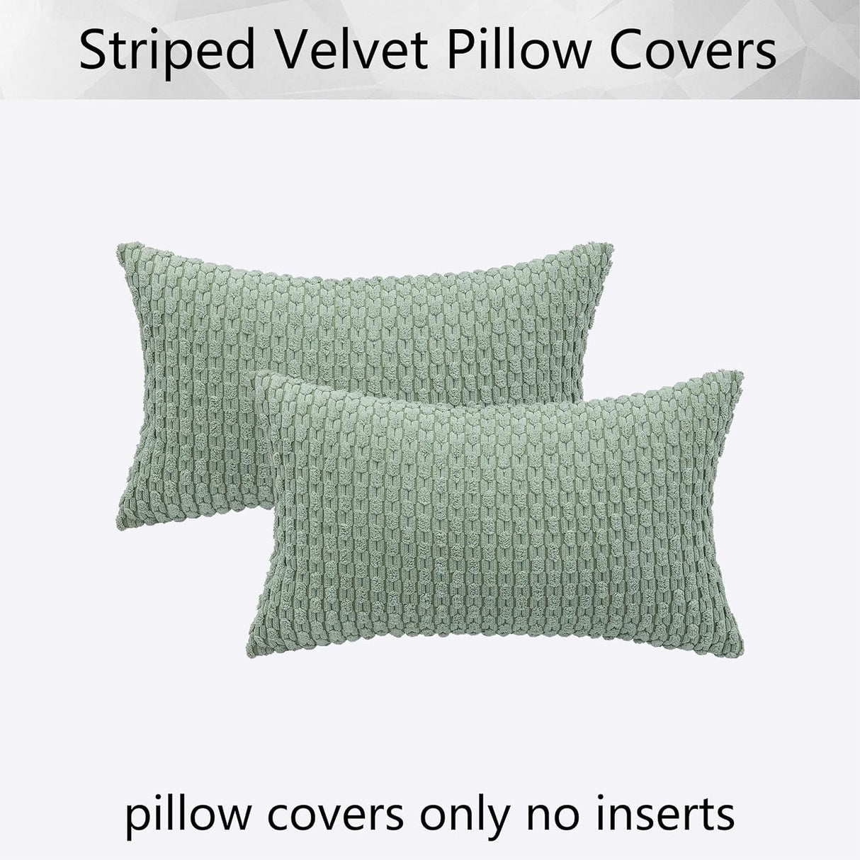 Holzlrgus Fall Set of 2 Striped Textured Velvet Corduroy Decorative Europe Sham Seasonal Autumn Throw Pillow Cushion Cover for Couch, (60x60 cm, 24inch), Burnt Brick 22 x 22-Inch Sage Green