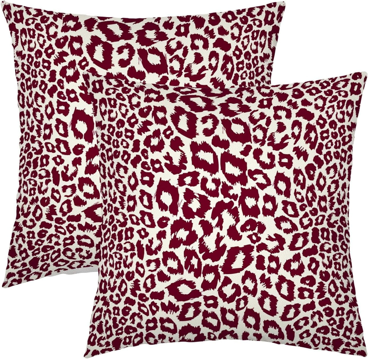 Lime Green White Leopard Print Pillow Covers 18x18 Inch Set of 2 Cheetah Animal Spots Decorative Throw Pillows For Couch Farmhouse Chinoiserie Pillow Cases Home Decor For Room Sofa Bed Porch Outdoor 16" x 16" Wine Red