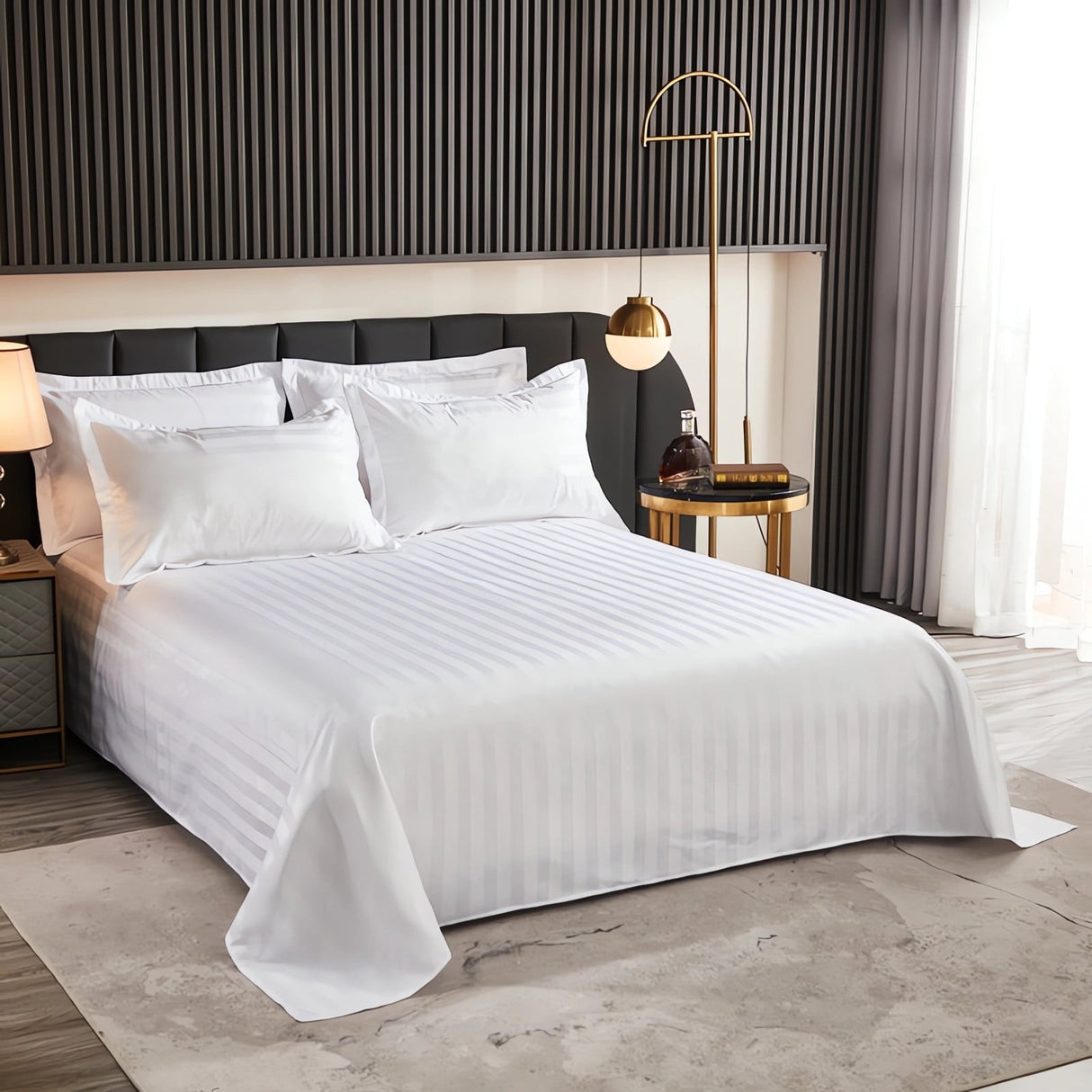 Kdkad Bed Sheets, Pure Linen Sheets, Breathable and Serviceable Line King Size Sheets, Anti-Tear Line Bed Sheets, Machine Washable, Deep Pocket 91×87 in White