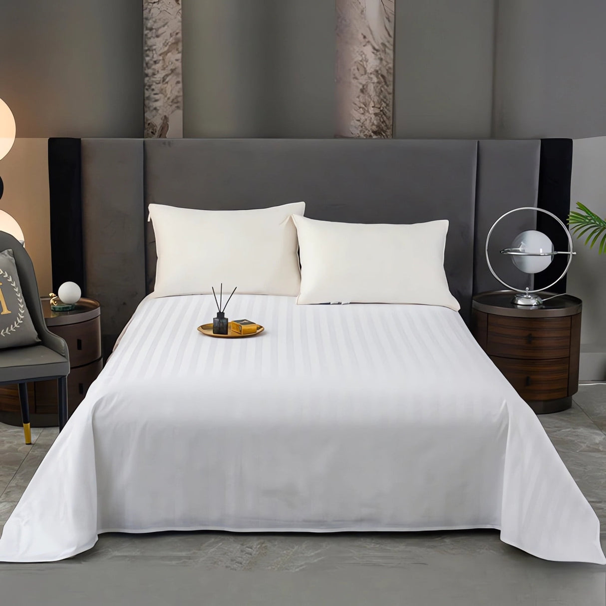 Kdkad Bed Sheets, Pure Linen Sheets, Breathable and Serviceable Line King Size Sheets, Anti-Tear Line Bed Sheets, Machine Washable, Deep Pocket 91×87 in White