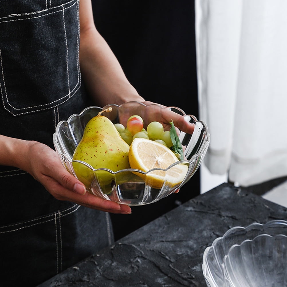 Luxshiny Transparent Acrylic Lotus Bowl - Lightweight Serving Bowl for Salad, Fruits, Desserts, Ideal for Parties, Gatherings, and Everyday Use 13.2*13.2*5.2cm As Shown