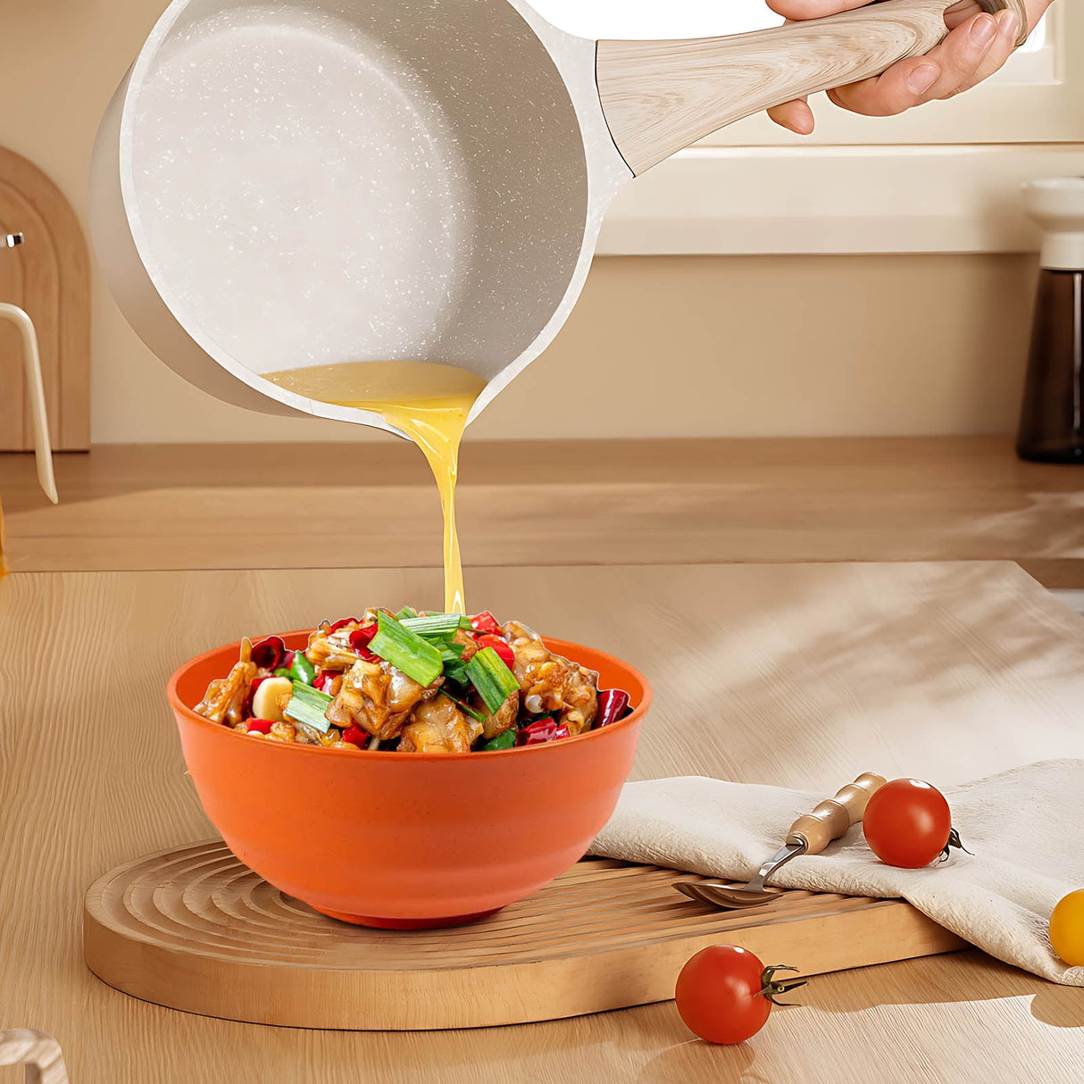 Kdkad Serviceable Plastic Cereal Bowls - Large Dishwasher-Safe Shatterproof Bowls for Soup, Salad & Snacks | Lightweight, Stackable Kitchenware for Home, Office & Restaurant Use As Show Red1