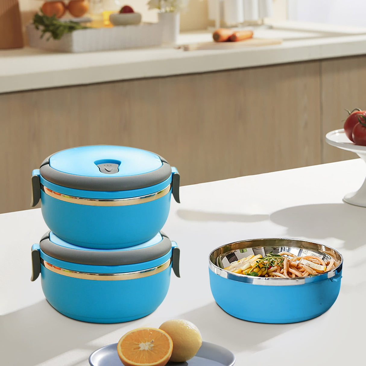 Darzheoy Lunch Box Containers for Hot Food, Portable Lunch Box Stainless Steel Insulated Food Storage Container for Outdoor Camping Picnic Blue