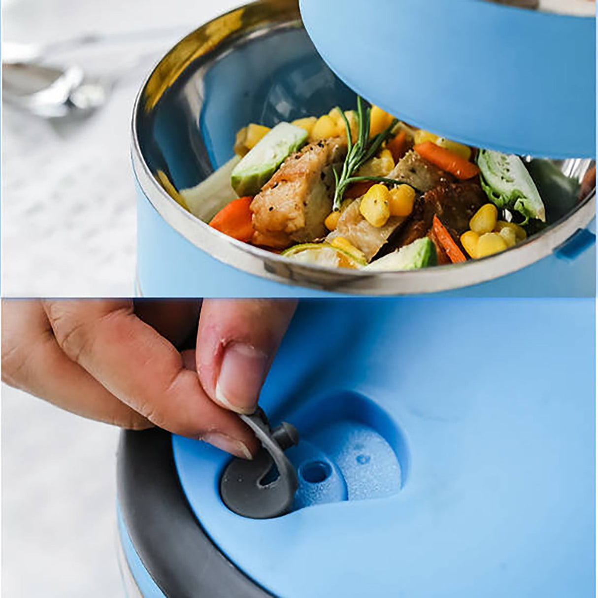 Darzheoy Lunch Box Containers for Hot Food, Portable Lunch Box Stainless Steel Insulated Food Storage Container for Outdoor Camping Picnic Blue