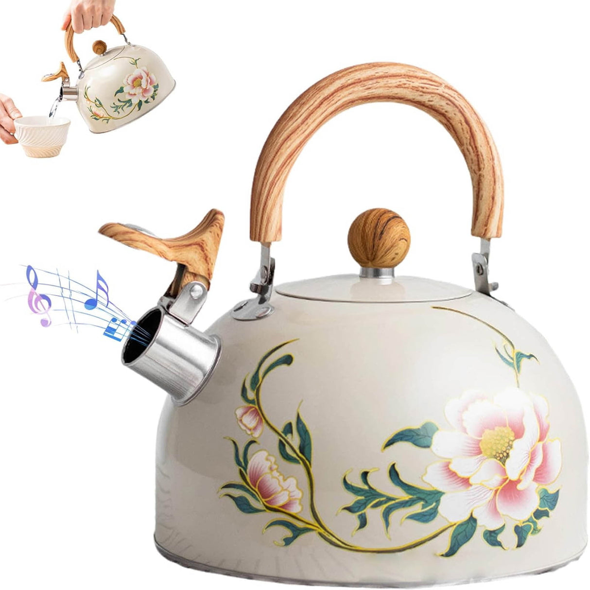 Whistling Tea Kettle for Stovetop, Stainless Steel Tea Pot Kettles, Rapid Boiling Teapot with Stay-Cool Ergonomic Handle, Perfect for Home & Kitchen Multicolor
