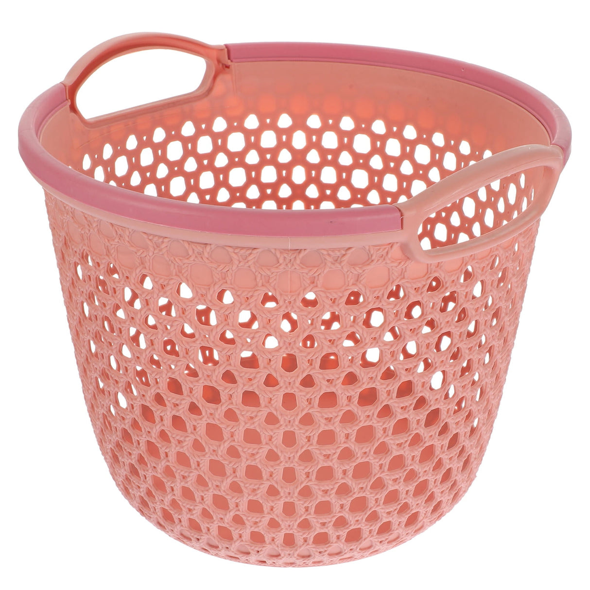 HOOWIFFY 1Pcs Portable Laundry Basket Pink Hollow Laundry Management with Handle PP